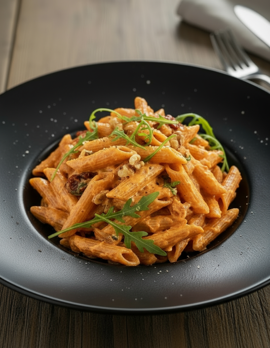 Pasta AminoPasta con Pomodori Secchi, Noci e Rucola